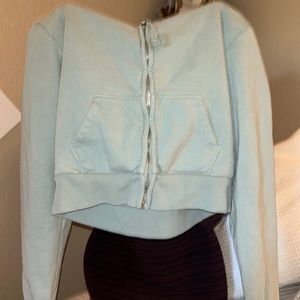 Sage green brandy Melville zip up cropped
